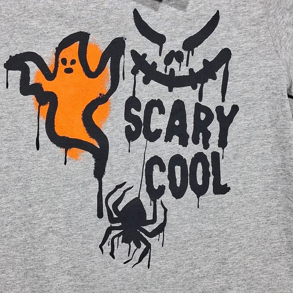 OshKosh Bgosh Kids Gray Scary Cool Halloween Ghost Spider Long Sleeve Tee Size 7